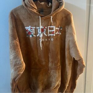 Rue 21 Copper Orange Washed Tokyo Hoodie Pullover Sweater